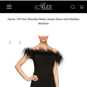 Alex Evenings off the shoulder matte black gown